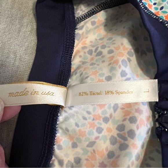 Helen Jon Navy Floral Zip-Up Rash Guard - Picture 4 of 5